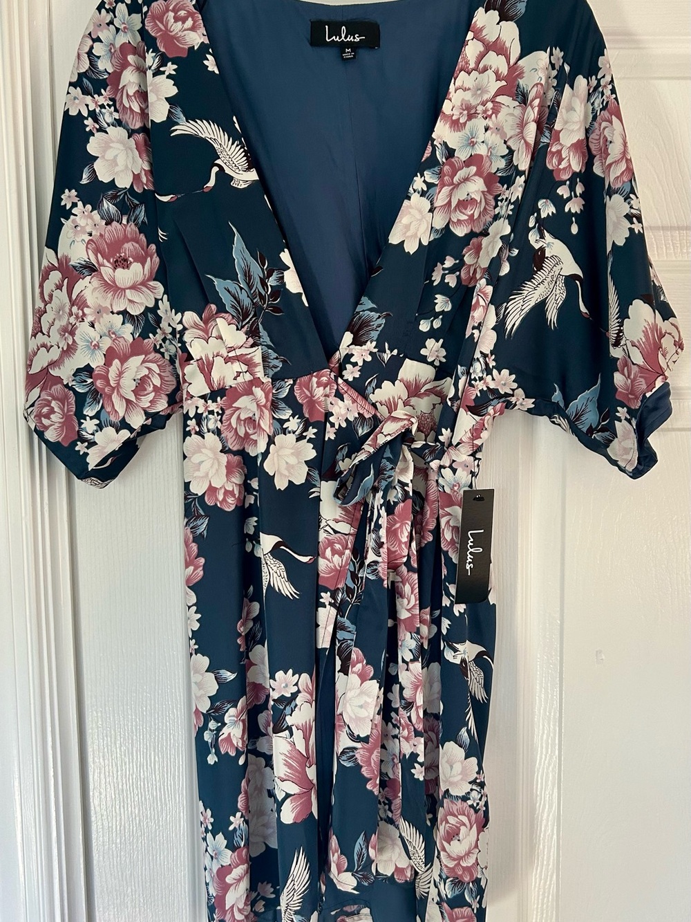 Lulu's Precious Petals Blue Floral Print Wrap Dress
